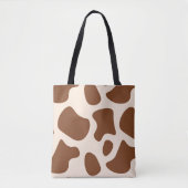 Roze en bruine Koe Print Tote Bag (Voorkant)