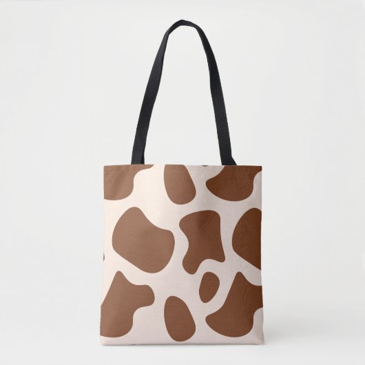 Roze en bruine Koe Print Tote Bag (Voorkant)