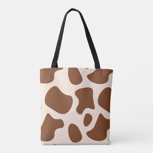 Roze en bruine Koe Print Tote Bag (Achterkant)