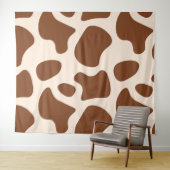 Roze en bruine Koe Print Wandkleed (In Situ (horizontaal))