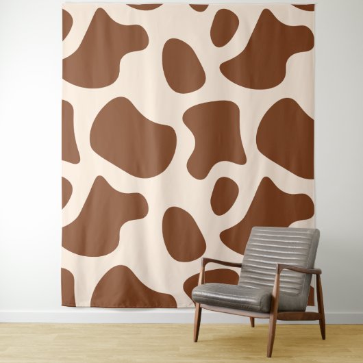 Roze en bruine Koe Print Wandkleed (In situ)