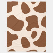 Roze en Bruine Koeienprint Fleece Deken (Voorkant)