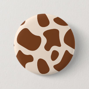 Roze en Bruine Koeienprint Ronde Button 5,7 Cm