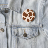 Roze en Bruine Koeienprint Ronde Button 5,7 Cm (In situ)