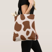 Roze en Bruine Koeienprint Tote Bag (Dichtbij)