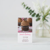 Roze en bruine koekjes visitekaartje (Staand voorkant)