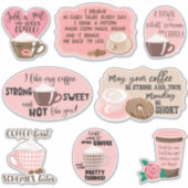 Roze en bruine koffie sticker (Voorkant)