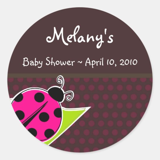 Roze en bruine Ladybug Sticker Labels (Voorkant)