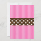 Roze en bruine ladybug Striped Stippen Baby shower Kaart (Achterkant)