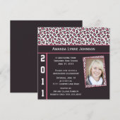 Roze en Bruine Leopard Print Afstuderen Uitnodigin Kaart (Voorkant / Achterkant)