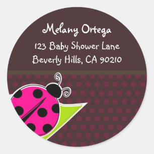 Roze en bruine lieveheersbeestje Adresetiketten Ronde Sticker