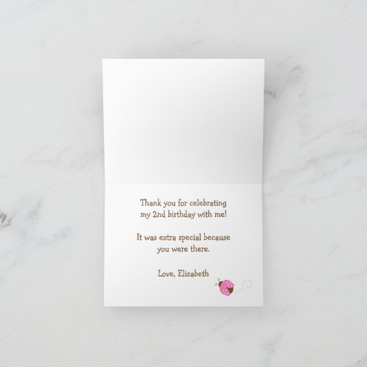 Roze en Bruine lieveheersbeestje Bedankt Opmerking (Binnen)