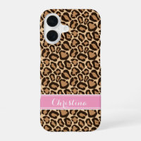 Roze en Bruine Luipaardprint Monogram