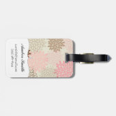 Roze en bruine maanpatroon bagagelabel (Achterkant horizontaal)