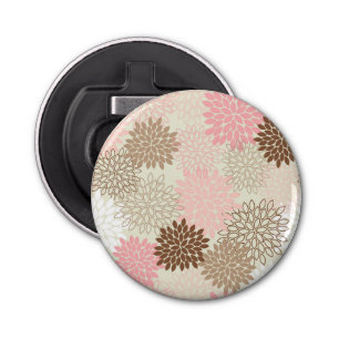 Roze en bruine maanpatroon button flesopener