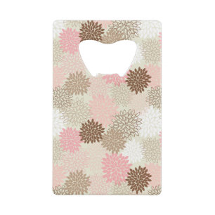 Roze en bruine maanpatroon creditkaart flessenopener