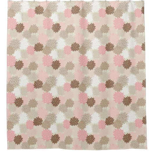 Roze en bruine maanpatroon douchegordijn (Voorkant)