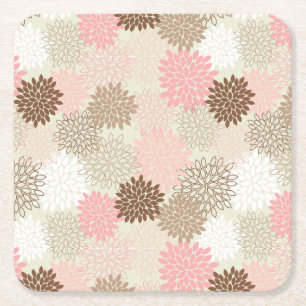 Roze en bruine maanpatroon kartonnen onderzetters