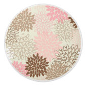 Roze en bruine maanpatroon keramische knop (Voorkant)