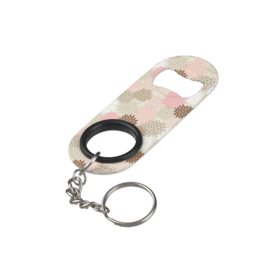 Roze en bruine maanpatroon mini flessenopener (Achterkant Gekanteld)