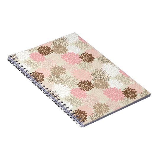 Roze en bruine maanpatroon notitieboek (Rechterzijde)