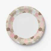 Roze en bruine maanpatroon papieren bordje (Voorkant)