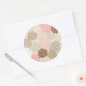 Roze en bruine maanpatroon ronde sticker (Envelop)