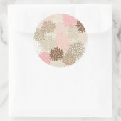 Roze en bruine maanpatroon ronde sticker (Tas)