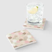 Roze en bruine maanpatroon stenen onderzetter (Zijkant)