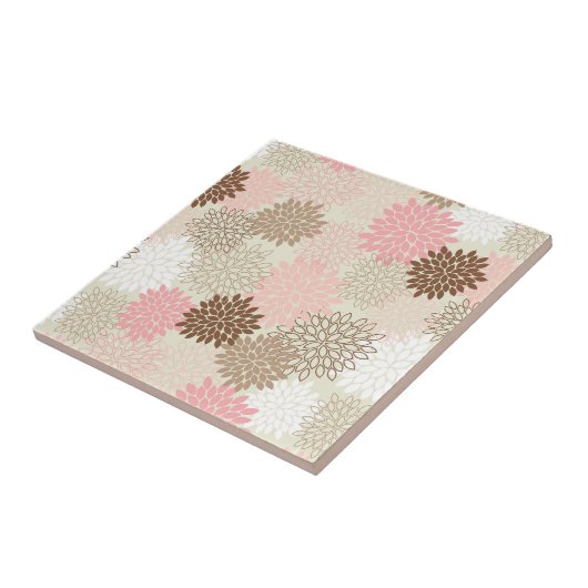 Roze en bruine maanpatroon tegeltje (Zijkant)