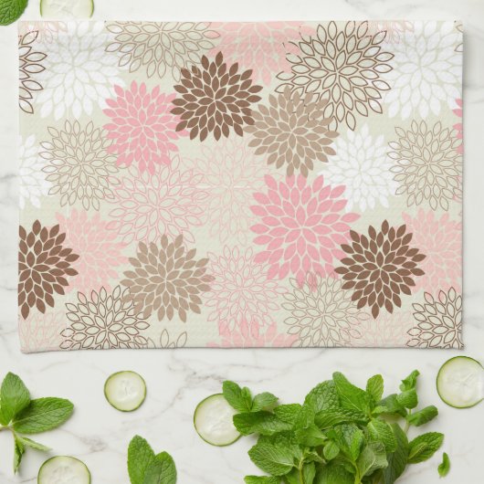 Roze en bruine maanpatroon theedoek (Gevouwen)