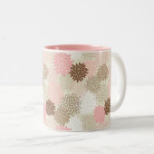 Roze en bruine maanpatroon tweekleurige koffiemok (Voorkant rechts)