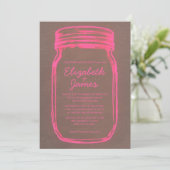 Roze en bruine Mason Jar Wedding Invitations Kaart (Staand voorkant)