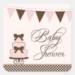 Roze en bruine meisjes baby shower stickers