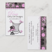 Roze en bruine meisjes Visitekaartjes (Voorkant / Achterkant)