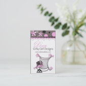 Roze en bruine meisjes Visitekaartjes (Staand voorkant)