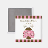 Roze en bruine modder Baby shower Magnet (Voorkant / Achterkant)