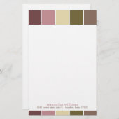 Roze en bruine moderne decoratieve kleurenblokken briefpapier (Voorkant / Achterkant)
