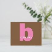 Roze en bruine monogram - letter B Briefkaart (Staand voorkant)