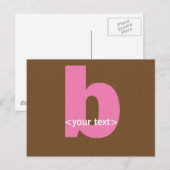 Roze en bruine monogram - letter B Briefkaart (Voorkant / Achterkant)
