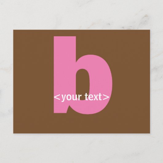 Roze en bruine monogram - letter B Briefkaart (Voorkant)