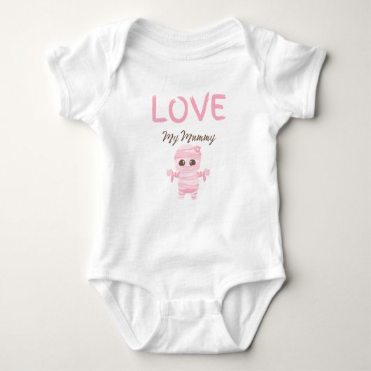 Roze en bruine mummie Halloween Romper (Voorkant)