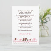 Roze en bruine olifant Dank je wel, noot met gedic Bedankkaart (Staand voorkant)