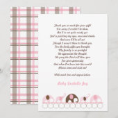 Roze en bruine olifant Dank je wel, noot met gedic Bedankkaart (Voorkant / Achterkant)