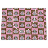 Roze en Bruine Olifant Polka Dots Large Cadeautasje (Voorkant)