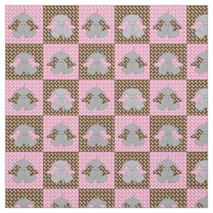 Roze en bruine olifanten   Polka Dots Stof