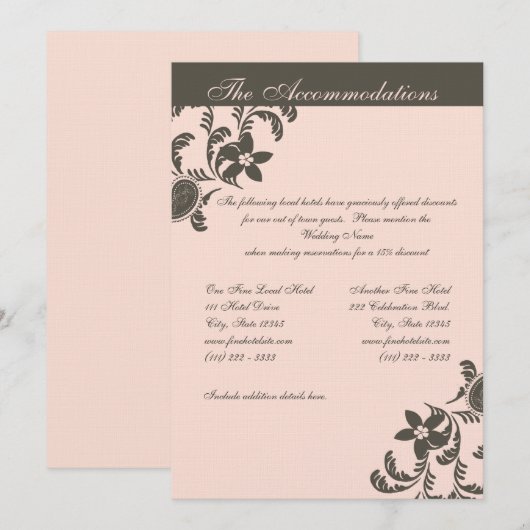 Roze en Bruine Paisley Bloemen Kaart (Voorkant / Achterkant)