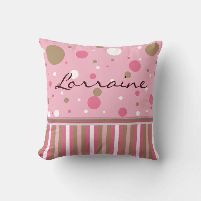 Roze en bruine Pillow aanpassen Kussen (Voorkant)
