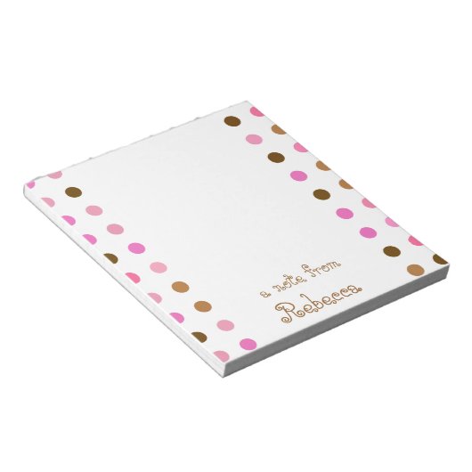 Roze en bruine poka Dot gepersonaliseerd Notitiebl Notitieblok (Schuin)