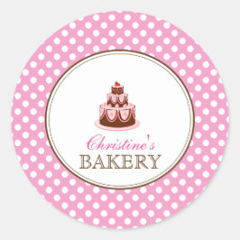 Roze en bruine poka Dots Cake Bakery Sticker LABEL